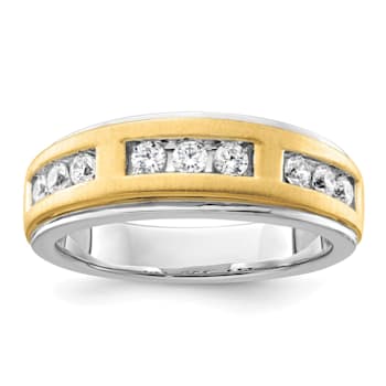 14K Two-tone Yellow and White Gold Lab Grown Diamond Men's Ring