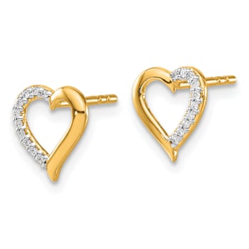 14K Yellow Gold and Rhodium Over 14K Yellow Gold Heart Stud Earrings
with Diamonds