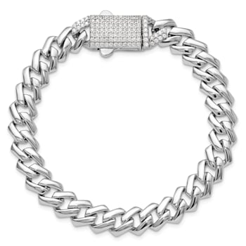 Rhodium Over Sterling Silver Monaco Link Cubic Zirconia Pavé Clasp
7.5-inch Bracelet