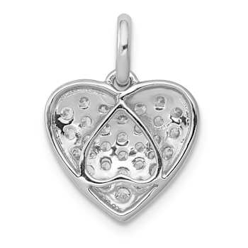 Rhodium Over 14k White Gold Diamond Heart Pendant