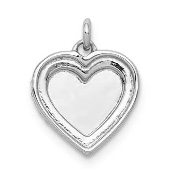 Rhodium Over 14k White Gold Diamond Fancy Polished Heart Pendant