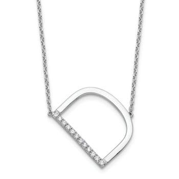 Rhodium Over 14k White Gold Sideways Diamond Initial D Pendant Cable
Link 18 Inch Necklace