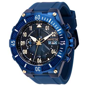 Invicta Aviator 50mm Blue Dial Silicone Band Quartz Watch