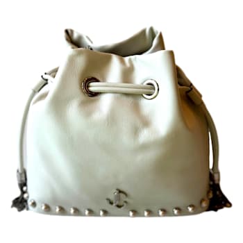 Jimmy Choo Marcheline Pearl Small Drawstring Bucket Crossbody Bag Ivory