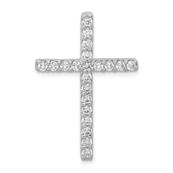Rhodium Over 14k White Gold Diamond Cross Chain Slide Pendant