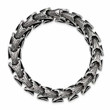 Stainless Steel Antiqued and Polished Bracelet