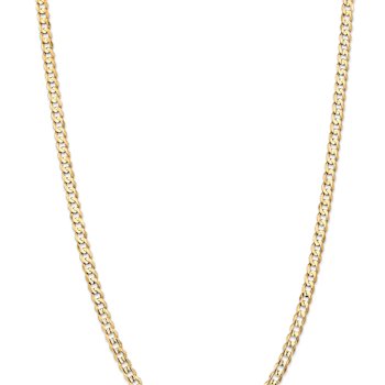14k Yellow Gold 5.25mm Solid Open Concave Curb 20 Inch Chain
