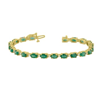 9.40ctw Emerald and Diamond Bracelet set in 14k Yellow Gold