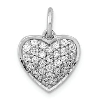 Rhodium Over 14k White Gold Diamond Heart Pendant