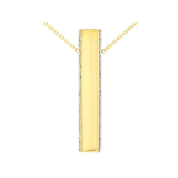 Gold Bar Pendant Necklace In 10K Gold
