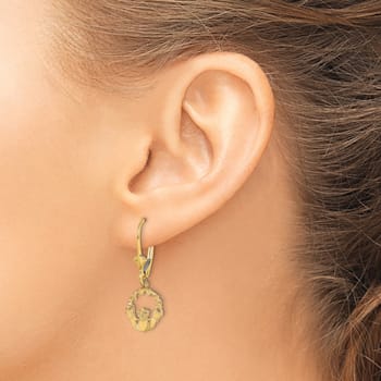 14k Yellow Gold Polished Claddagh Earrings