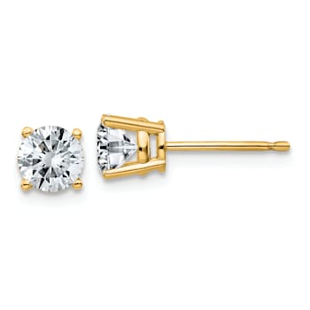 14K Yellow Gold 1ct. 5.0mm Round G H I True Light Moissanite Earrings
