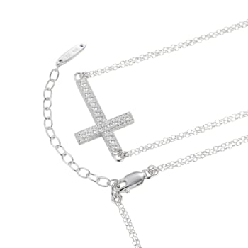 White Cubic Zirconia Platineve® Cross Necklace 1.11ctw
