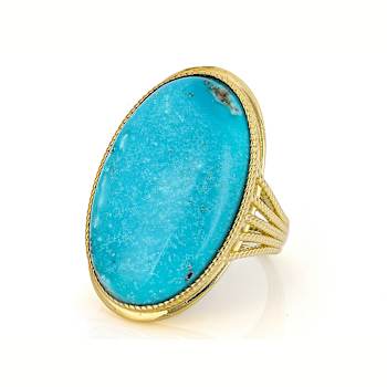 Large Oval Cabochon Solitaire Ring In 18K Gold Over Sterling Silver 28x18mm