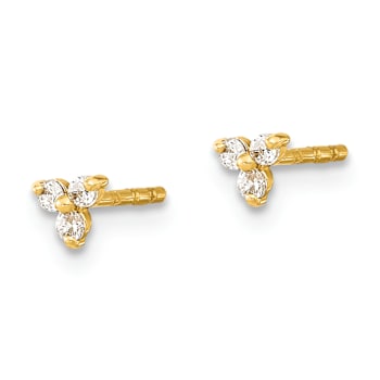 14k Yellow Gold 3.4mm Polished Cubic Zirconia Triangle Stud Earrings
