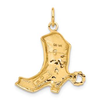 14k Yellow Gold Textured Boot Charm Pendant