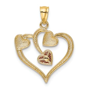 14k Yellow Gold and 14k Rose Gold with Rhodium over 14k Yellow Gold
Polished Hearts Pendant