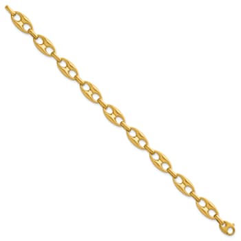14K Yellow Gold 10mm Anchor Link 8.5 Inch Bracelet