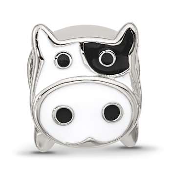 Sterling Silver Enamel Cow Face Bead