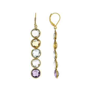 Multi-Gemstone Dangle Earrings In 18K Gold Over Sterling Silver 19.90ctw
