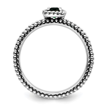 Sterling Silver Stackable Expressions Polished Lab Created Emerald Ring 0.21ctw