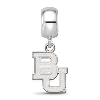 Sterling Silver Rhodium-plated LogoArt Baylor University Small Dangle Bead