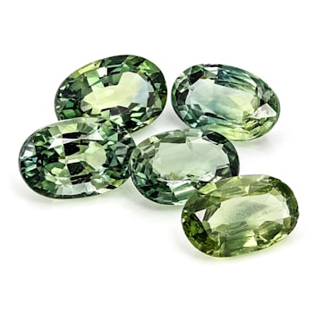Green Sapphire 6x4mm Oval Set of 5 2.50ct
