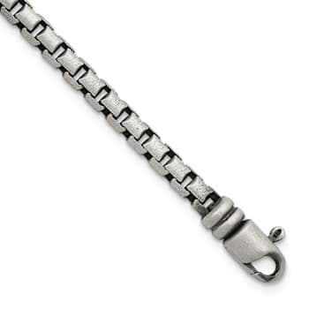 Sterling Silver Antiqued and Satin 5.0mm Box 8 Inch Chain