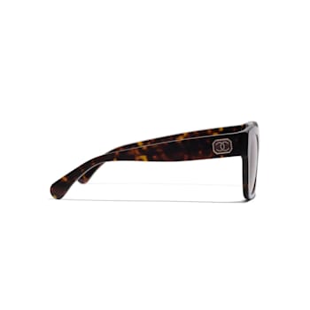 Chanel Dark Brown Tortoise "CC" Logo Accent Frame/ Brown Lens Sunglasses