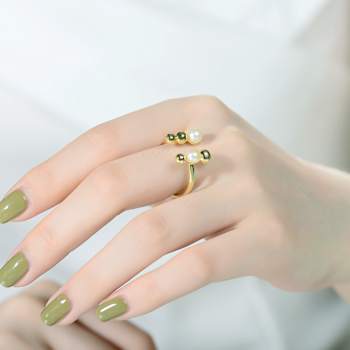 Freshwater Pearl Open Statement Ring In 14K Gold Over Sterling Silver