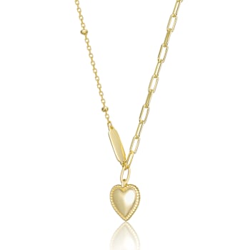 Sleek Heart Pendant Necklace In 14K Gold Over Sterling Silver