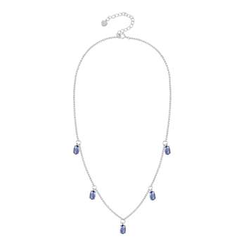 Oval Sapphire Sterling Silver Dainty Necklace, 1.50ctw