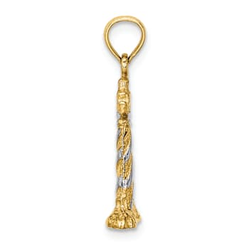 14k Two-tone Gold 3D and Textured Lighthouse Charm