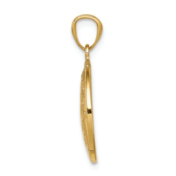 14k Two-tone Gold Textured LOVE YOU TO THE MOON AND BACK Pendant
