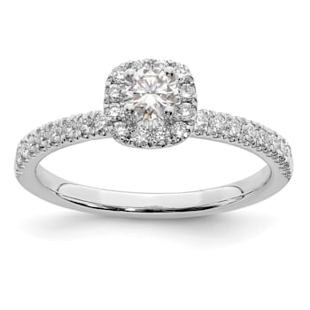 Rhodium Over 14K White Gold Eternal Promise Lab Grown Diamond Halo Ring