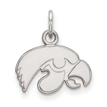 Rhodium Over Sterling Silver LogoArt University of Lowa Extra Small Pendant