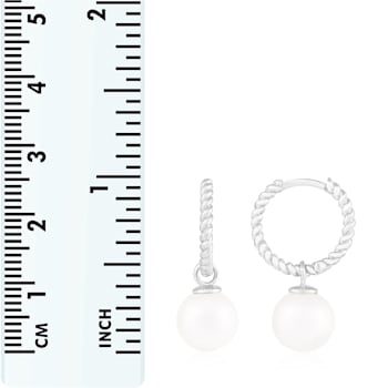 White and Black Cultured Freshwater Pearl 14k White Gold Earrings 8-8.5mm