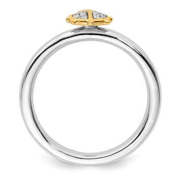 14K Yellow Gold Over Sterling Silver Stackable Expressions Ladybug
Diamond Ring 0.06ctw