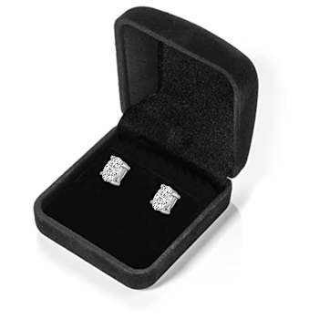 White Cubic Zirconia 14k White Gold Studs With Velvet Gift Box 0.50ctw