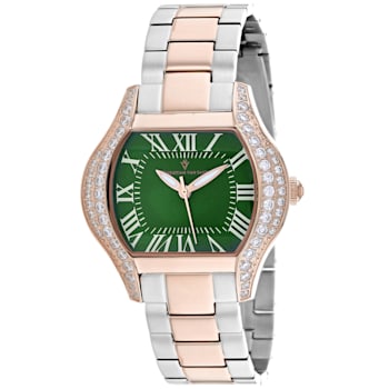 Christian Van Sant Women's Bianca Green Dial, Rose Two-tone Stainless
Steel Bracelet Watch
