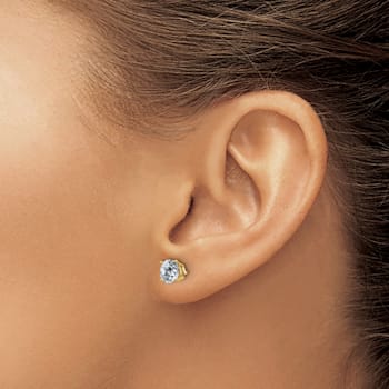 14K Yellow Gold 1.75ct. 6.0mm Round G H I True Light Moissanite Earrings