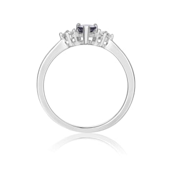 Blue Sapphire with White Sapphire Accents Sterling Silver Ring, 0.67ctw
