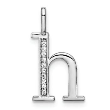 14K White Gold Diamond Lower Case Letter H Initial Pendant