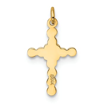 14k Yellow Gold Small Polished and Textured Cross Charm