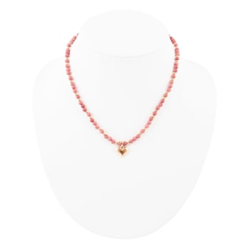 Barse Rhodonite Heart Pendant Necklace In Bronze
