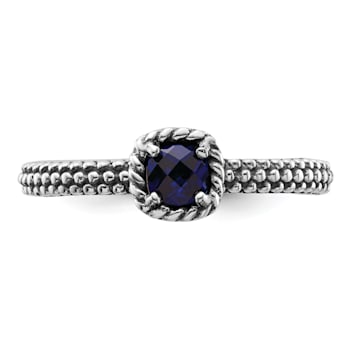 Sterling Silver Stackable Expressions Polished Lab Created Sapphire Ring 0.31ctw