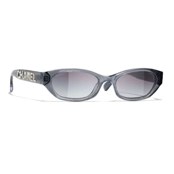 Chanel Transparent Black Gray Frame / Gray Gradient Lens Sunglasses