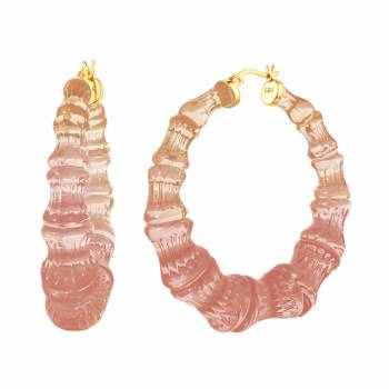 14K Yellow Gold Over Sterling Silver Bamboo Acrylic Hoops in Autumn Leaves