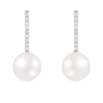 White Cultured Freshwater Pearl 14k White Gold Earrings 8-8.5mm