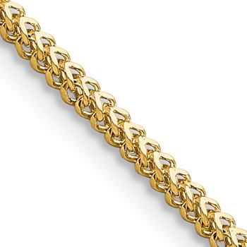 14k Yellow Gold Polished Solid 1.4mm Franco Link 24 Inch Chain